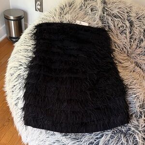 Anthropologie Black Strapless Fringe Dress